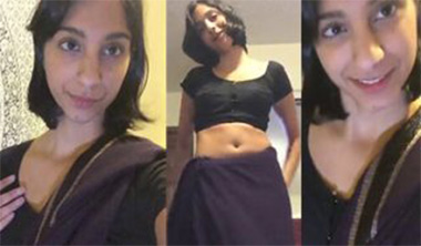 Desi NRI Girl In Black Saree Playing With Dildos In Pussy